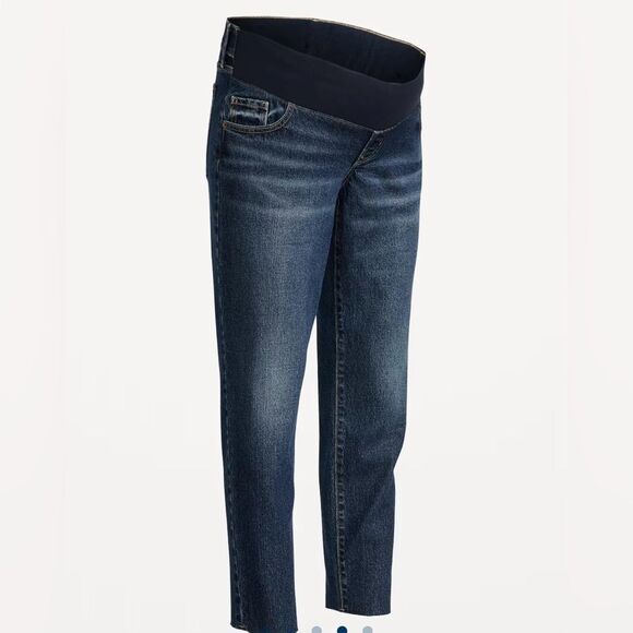 Old Navy Maternity Front Low Panel OG Straight Denim Blue Jeans. 14 Long. NEW. - Picture 1 of 11